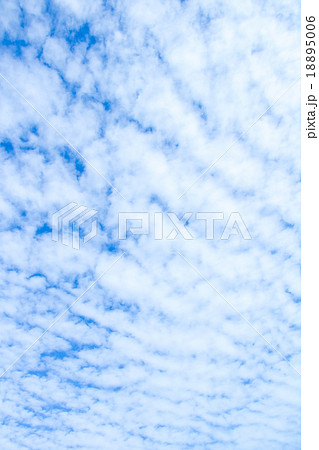 積雲　高積雲　空と雲の写真　秋の空　白い雲と青い空　背景素材　コピースペース　文字スペース 18895006
