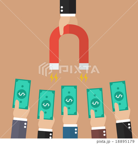 Businessman holding magnet attracting investments 18895179