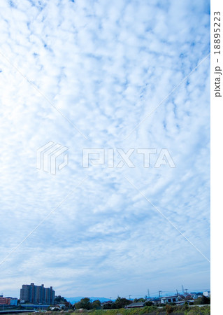 雲　高積雲　積雲　雲片　青い空　一般的な空と雲　白い雲　秋の空　背景用素材　クラウド　合成用背景 18895223