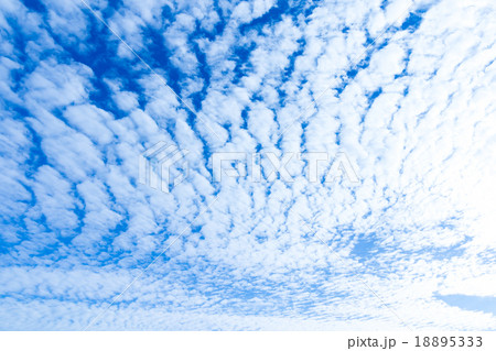 雲　高積雲　積雲　雲片　青い空　一般的な空と雲　白い雲　秋の空　背景用素材　クラウド　合成用背景 18895333
