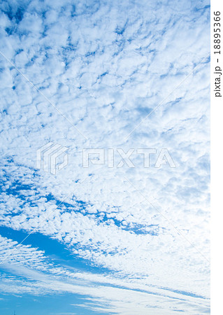 雲　高積雲　積雲　雲片　青い空　一般的な空と雲　白い雲　秋の空　背景用素材　クラウド　合成用背景 18895366