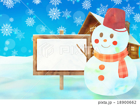 雪だるま背景（横）ブルーb 18900662