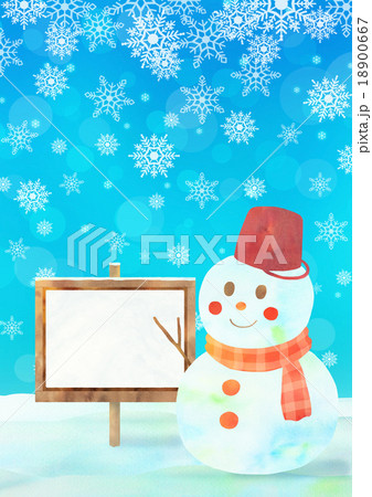 雪だるま背景(タテ)ブルーb 雪だるま背景(タテ)ブルーb 18900667