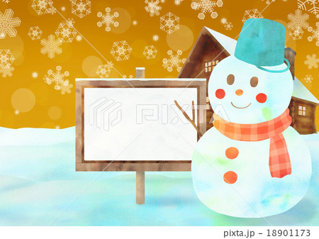 雪だるま背景(横)イエローa 雪だるま背景(横)イエローa 18901173