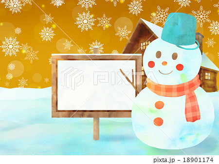 雪だるま背景(横)イエローb 雪だるま背景(横)イエローb 18901174