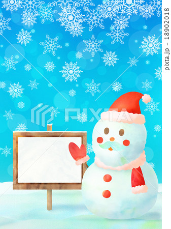 伝言サンタ雪だるま背景（タテ）ブルーb 18902018