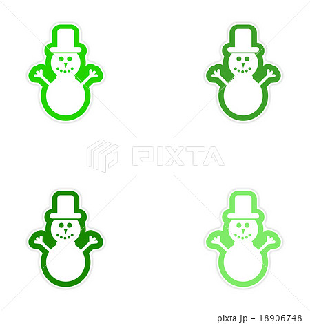 Set of paper stickers on white background Snowman 18906748