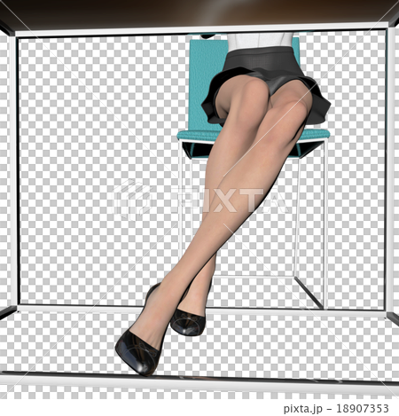 桌子下的女商人perming3DCG插圖素材 18907353
