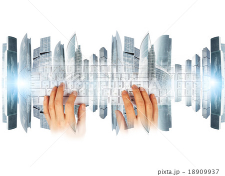 Womans hands with keyboard Womans hands with keyboard 18909937