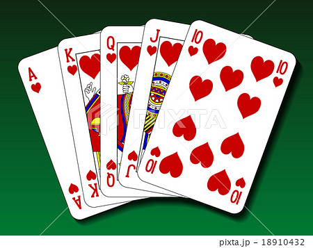 Poker hand - Royal flush heart 18910432