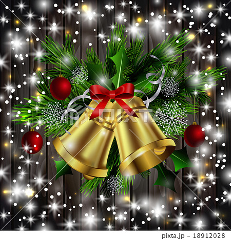 Christmas decoration   evergreen trees and bells 18912028