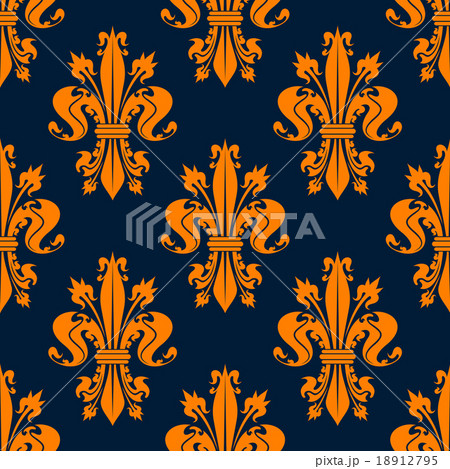 Blue and orange fleur-de-lis seamless pattern Blue and orange fleur-de-lis seamless pattern 18912795