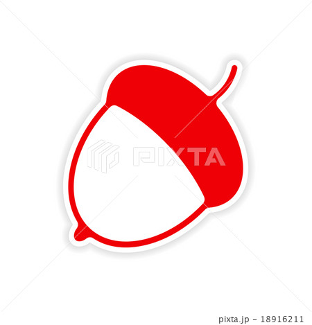 icon sticker realistic design on paper acorn 18916211