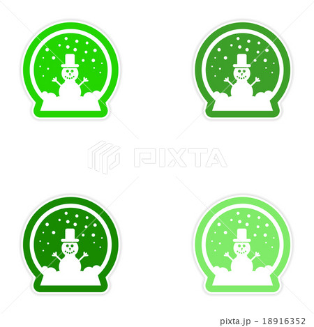 Set of paper stickers on white background snowman 18916352