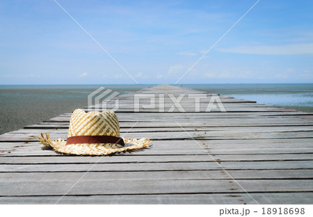 Weave hat on the wood bridge,Thailand Weave hat on the wood bridge,Thailand 18918698