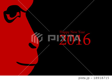 年賀2016　さる横顔　B 11　Happy New Year 18918715