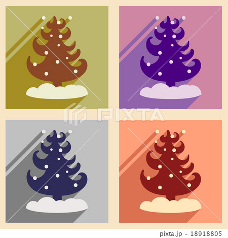 Set of flat icons with long shadow tree snowflakes 18918805