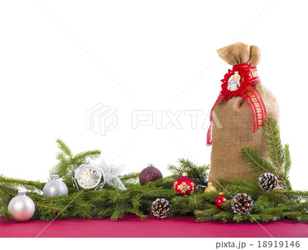 Christmas background with jute sack Christmas background with jute sack 18919146
