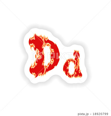 sticker fiery font red letter D on white 18920799