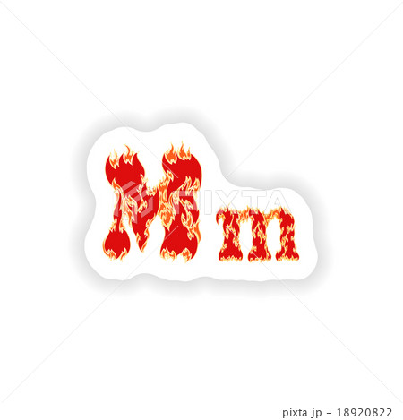 sticker fiery font red letter M on white 18920822