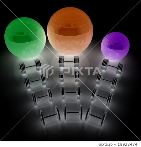 Fitness ball and dumbell 18922474