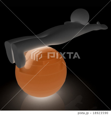 3d man exercising position on fitness ball 3d man exercising position on fitness ball 18923590