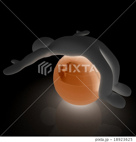 3d man exercising position on fitness ball 18923625