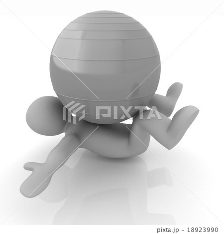 3d man exercising position on fitness ball 18923990