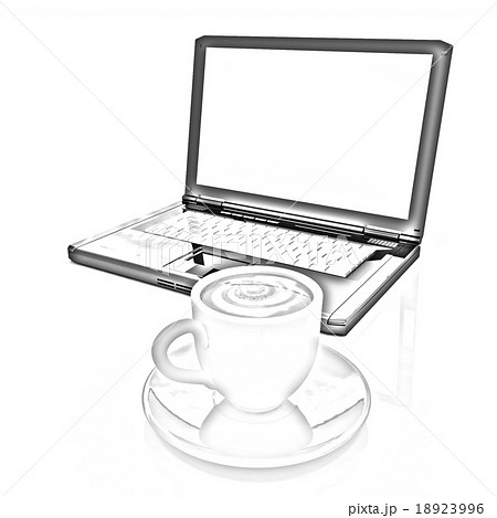 3d cup and a laptop 3d cup and a laptop 18923996