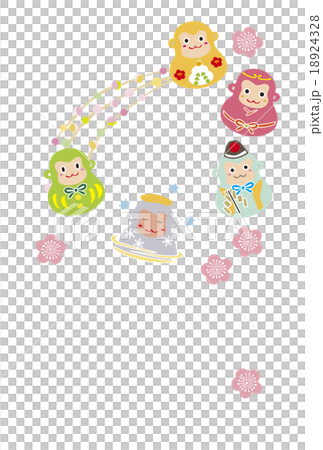 カラフルさる達磨の年賀状 18924328