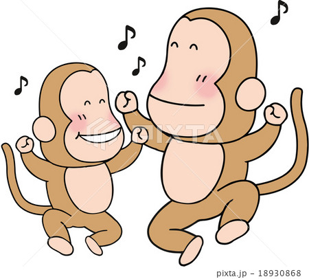 申年賀＿踊る申親子 18930868