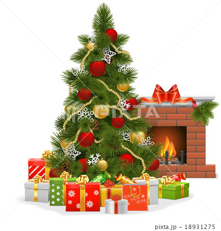 Vector Christmas Tree with Fireplace 18931275