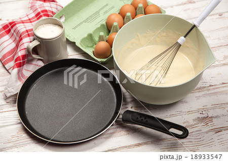 Preparing batter for pancakes Preparing batter for pancakes 18933547