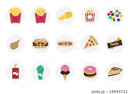 Vector of junk food illustration icons set. 18943721