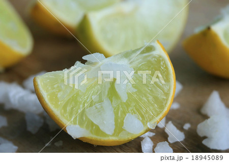 lemon sliced with salt lemon sliced with salt 18945089