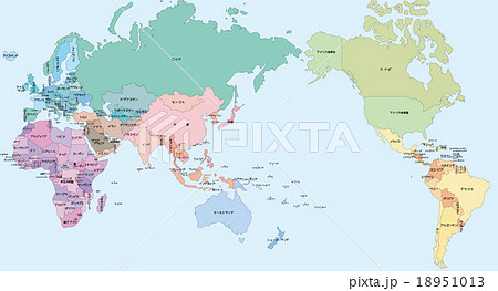 国名入り世界地図のイラスト素材