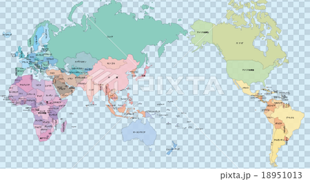 国名入り世界地図のイラスト素材