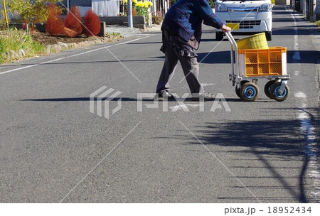 老女の道路の横断 道路を横断するシニア 老女の道路の横断 道路を横断するシニア 18952434