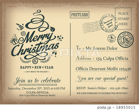 Vintage Christmas Happy New year holiday postcard 18955015