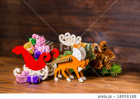 composition of Christmas decoration reindeer composition of Christmas decoration reindeer 18956188