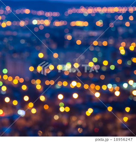 abstract circular bokeh city lights with horizon 18956247