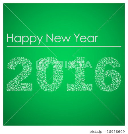 green happy new year 2016 from little snowflakes 18958609