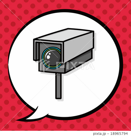 Surveillance cameras doodle, speech bubble 18965794