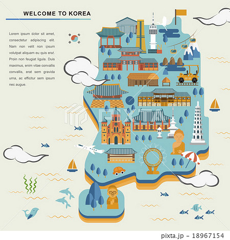 地図 韓国 ベクトルのイラスト素材 18967154 Pixta