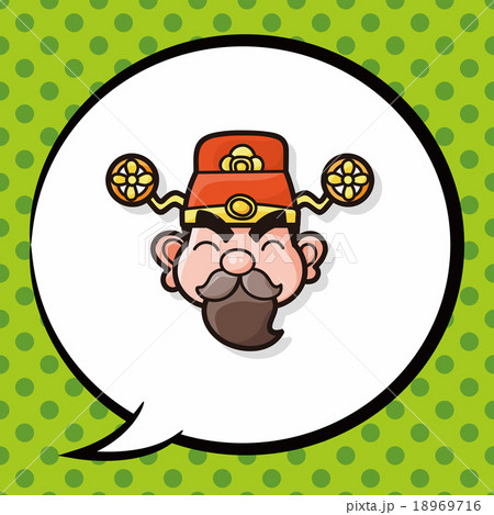 Chinese New Year God of wealth doodle, speech bubble Chinese New Year God of wealth doodle, speech bubble 18969716