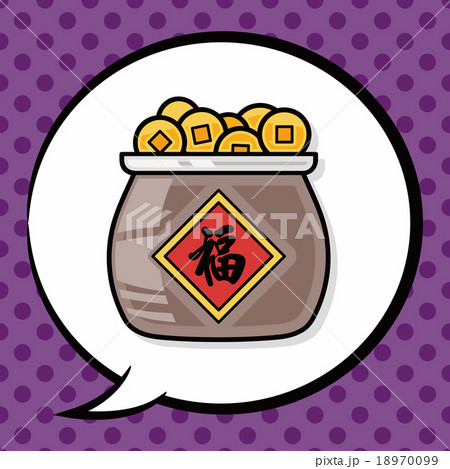 Chinese new year gold money doodle, speech bubble 18970099