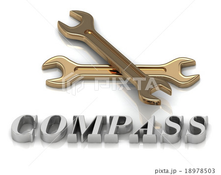 COMPASS- inscription of metal letters and 2 keys 18978503