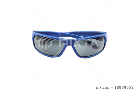 closeup blue sunglasses isolated. 18979655