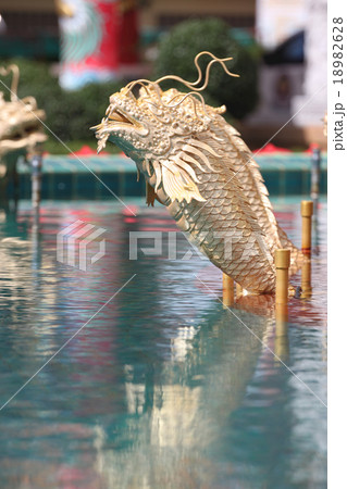 Gold fish statue of architecture in a Chinese temple. Gold fish statue of architecture in a Chinese temple. 18982628