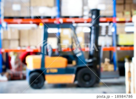 Blur of folk lift truck in factory 18984786